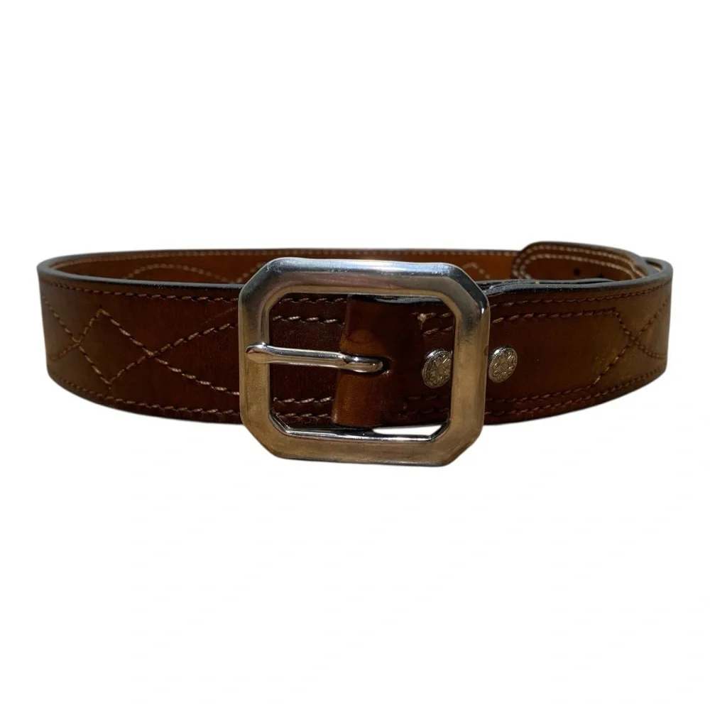 Men's Unbranded Stitched Western Core Leather Belt Sz 36”